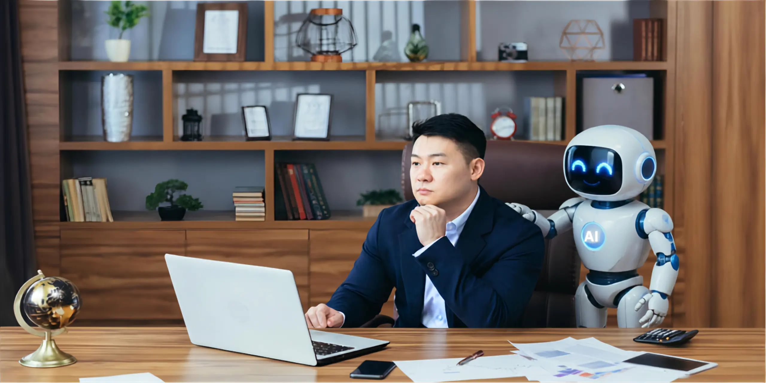 Business team reviewing AI security policies and guardrails for employee use